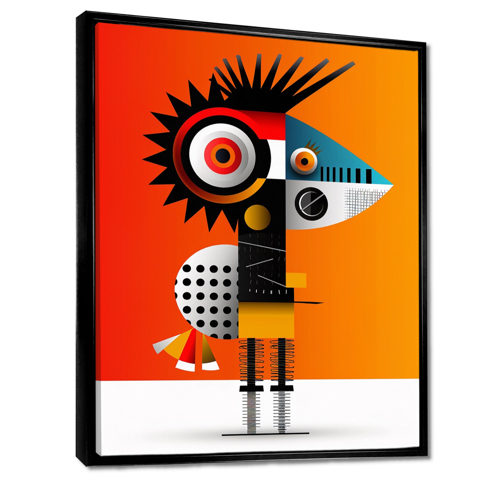 Strange Friendly Creature On Yellow - Bird Canvas Wall Art