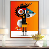 Strange Friendly Creature On Yellow - Bird Canvas Wall Art