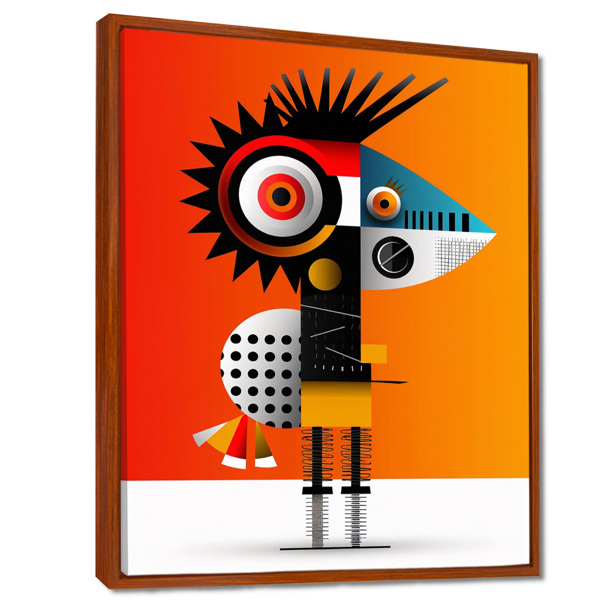 Strange Friendly Creature On Yellow - Bird Canvas Wall Art