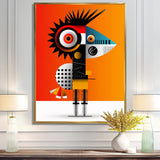 Strange Friendly Creature On Yellow - Bird Canvas Wall Art