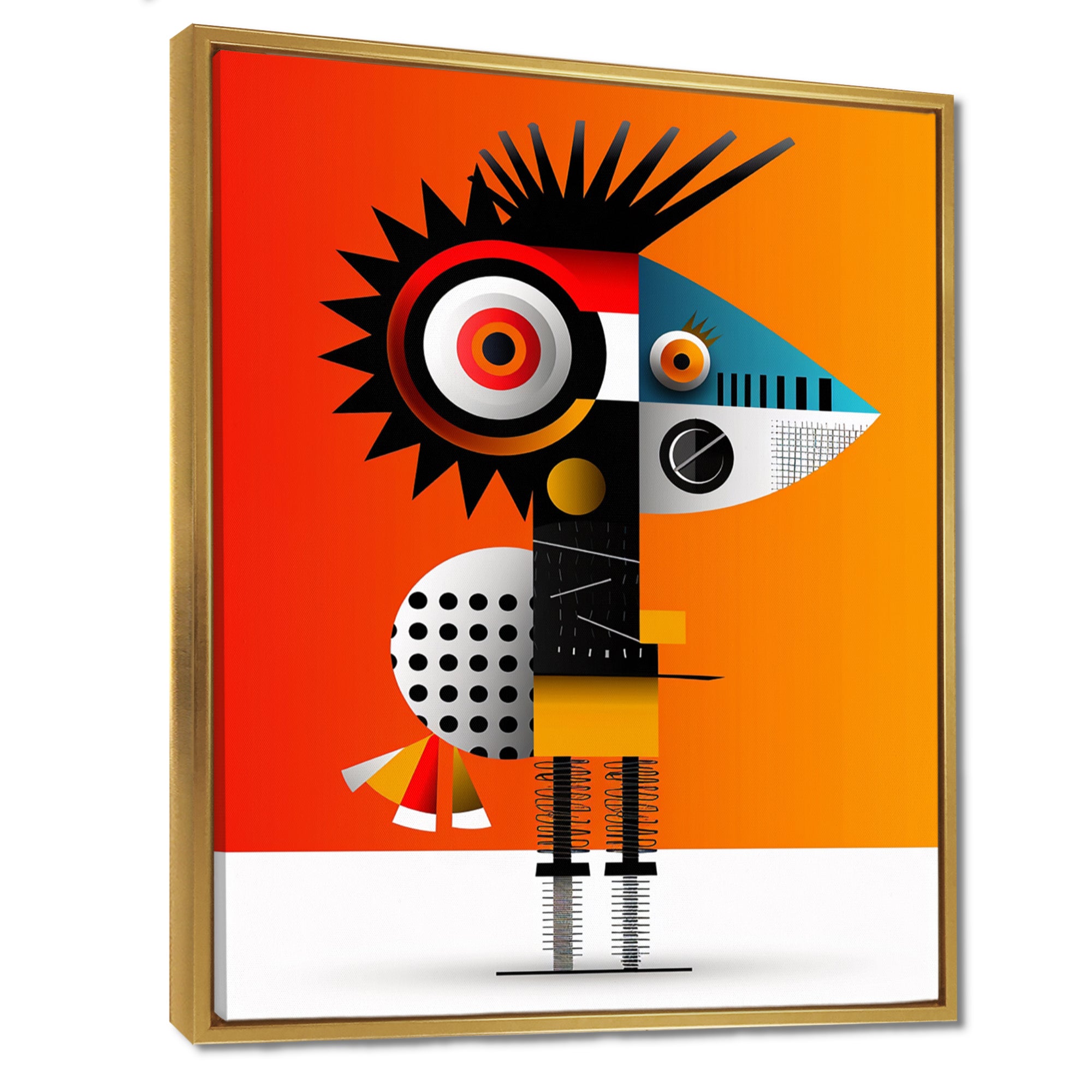 Strange Friendly Creature On Yellow - Bird Canvas Wall Art