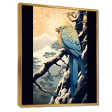 Blue Bird On Winter Brench - Bird Home Decor Art
