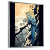 Blue Bird On Winter Brench - Bird Home Decor Art