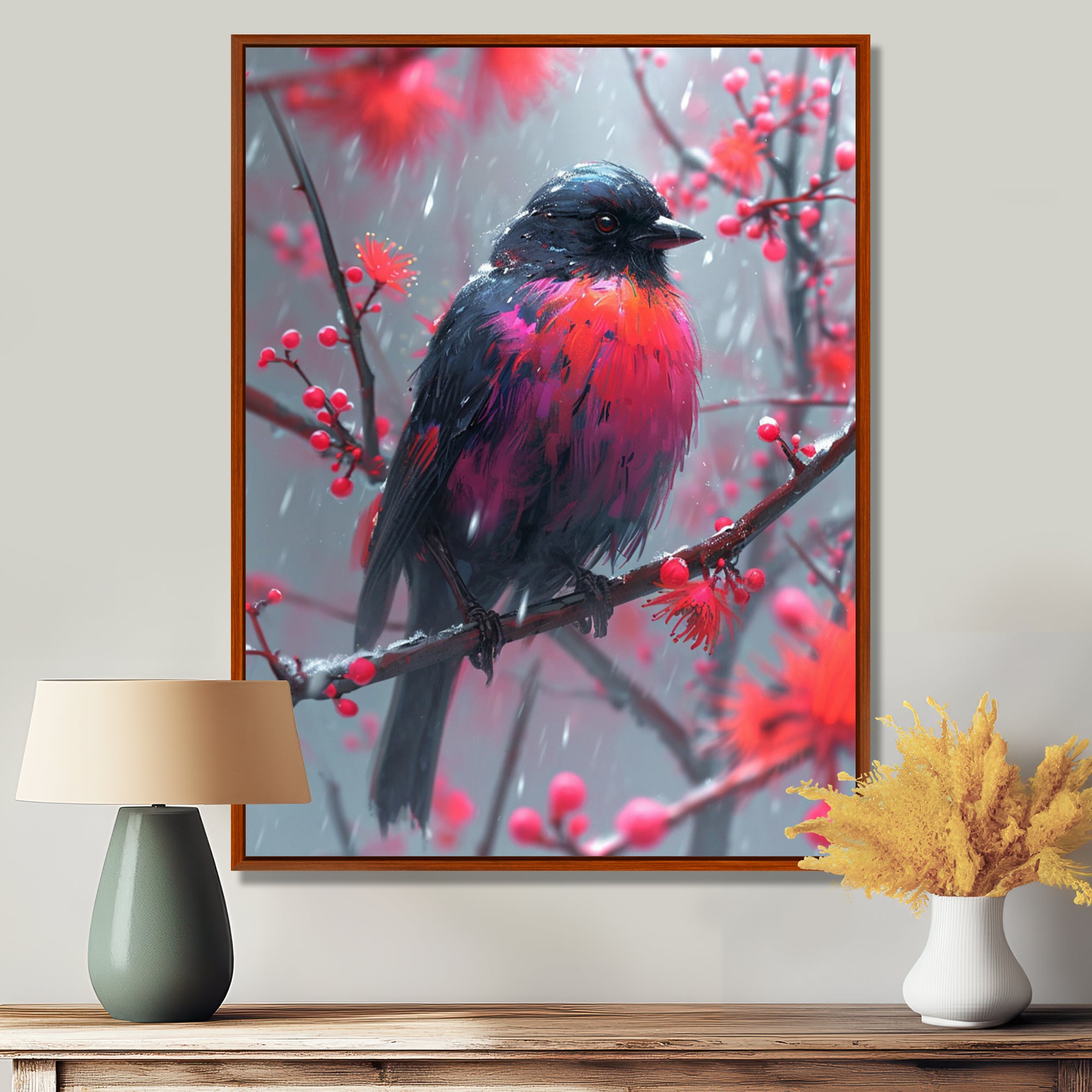 Cardinal Bird On Branch Christmas Wood - Bird Bedroom Wall Art