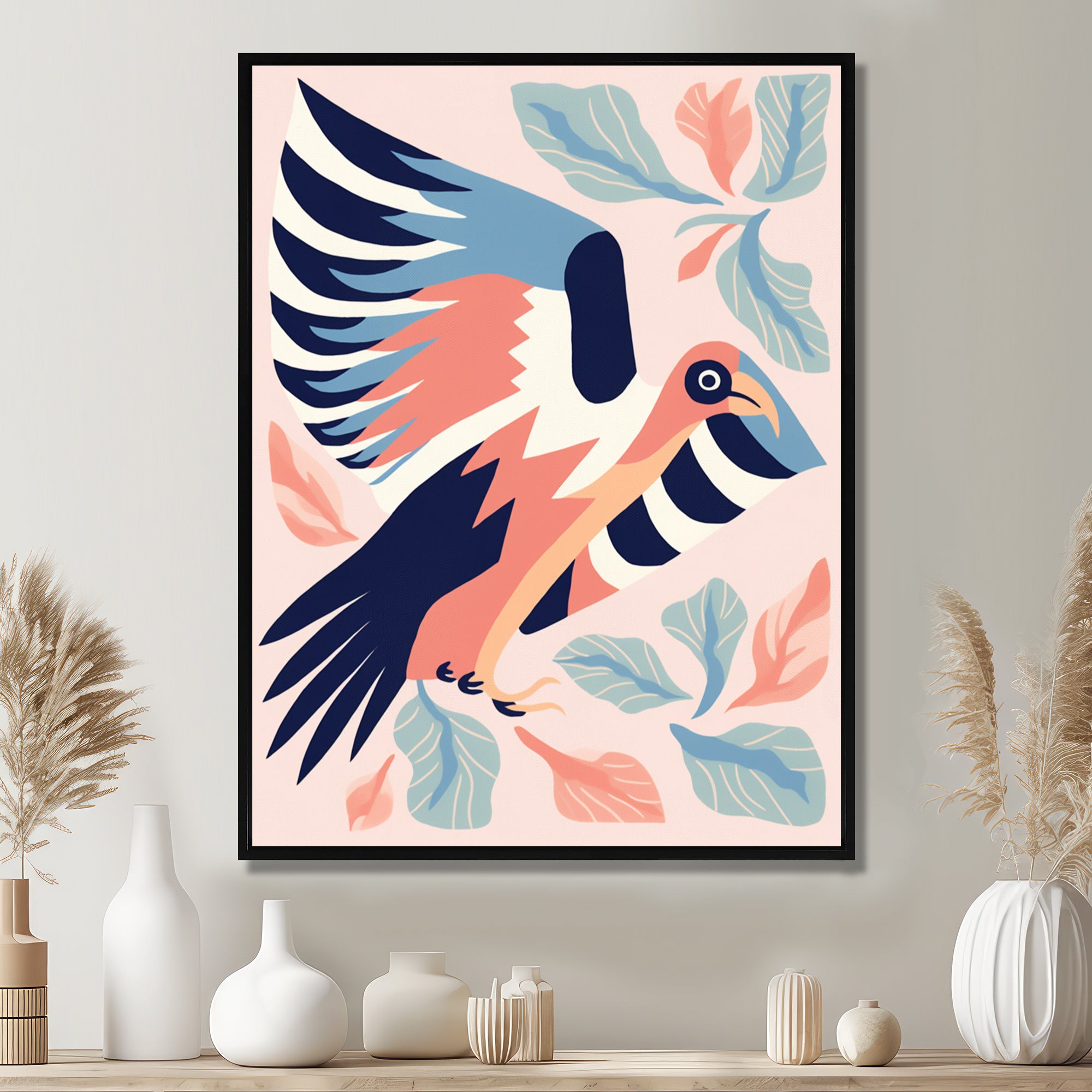 Eagle Retro Illustration - Bird Floral Wall Decor