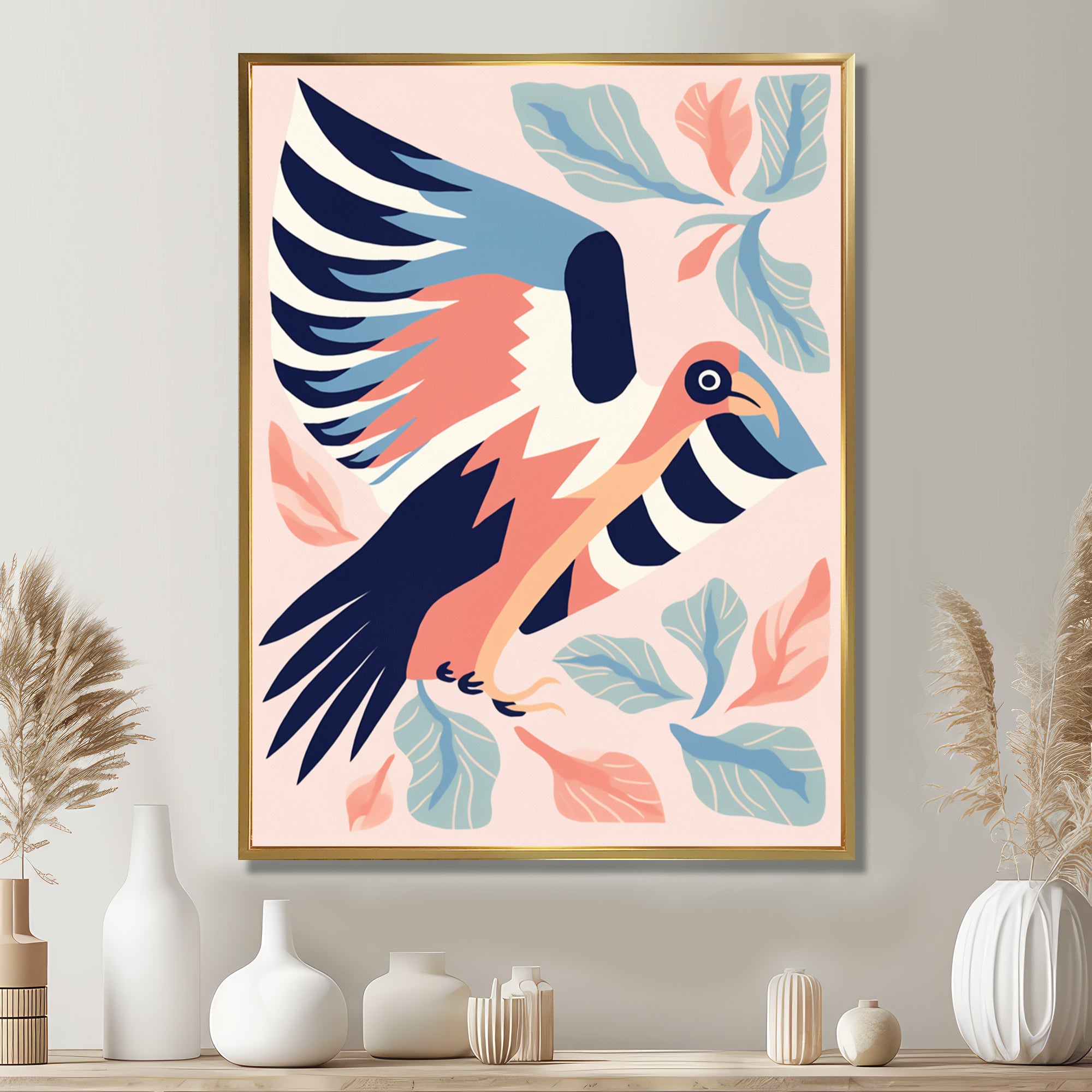 Eagle Retro Illustration - Bird Floral Wall Decor