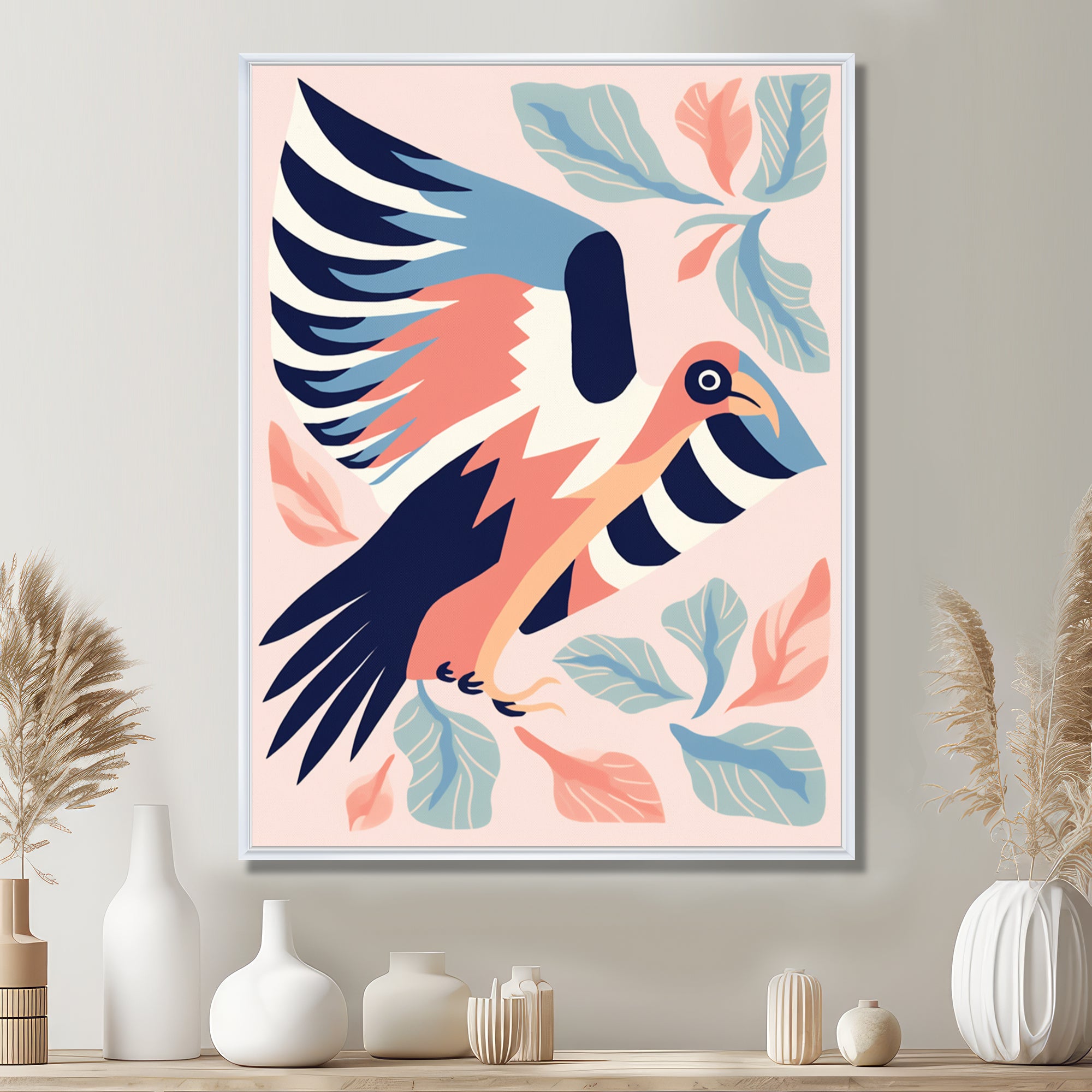 Eagle Retro Illustration - Bird Floral Wall Decor