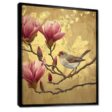 Finch Bird On Magnolia Tree - Bird Wall Decor