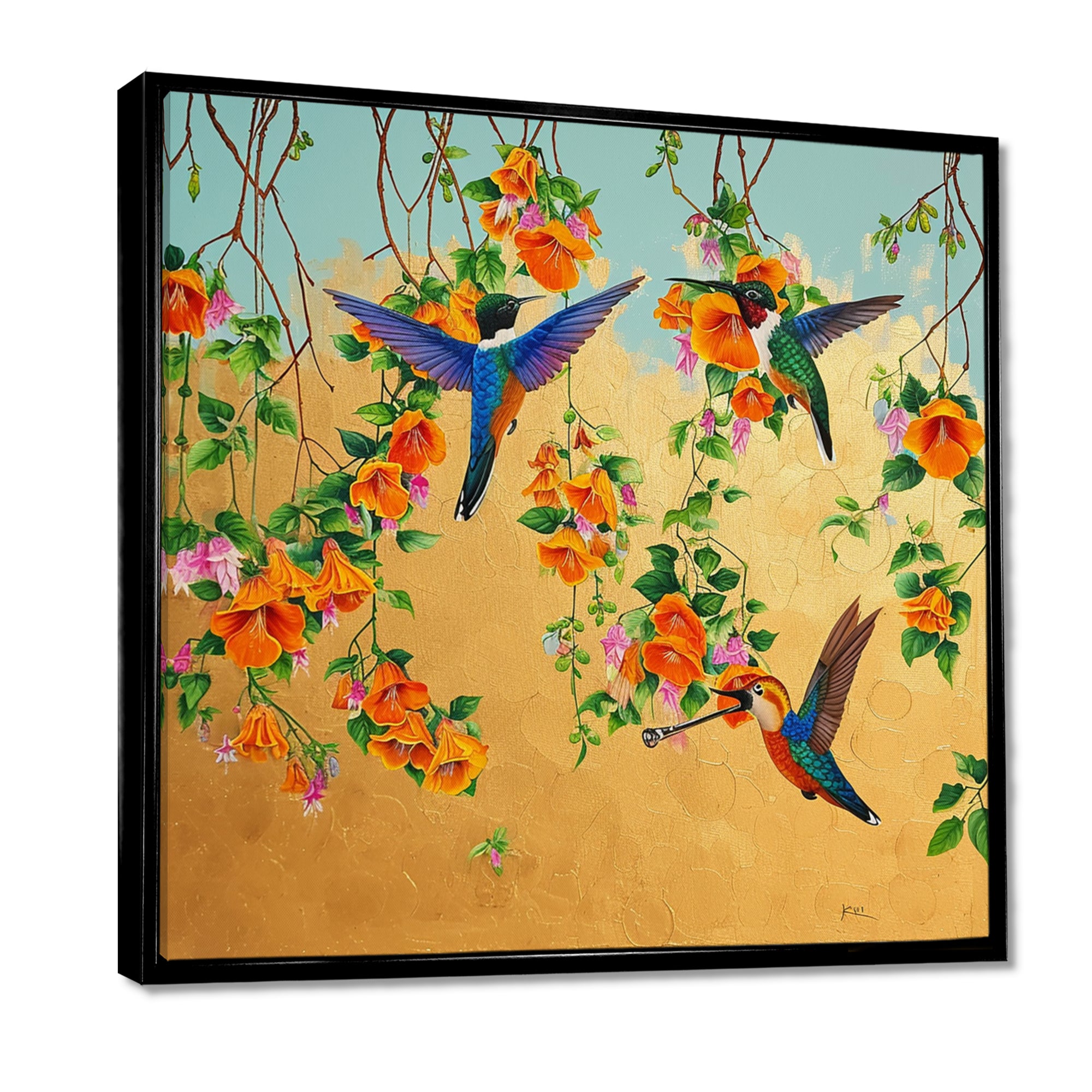 Kolibri Birds Drinking Flower Nectar - Bird Wall Art Prints
