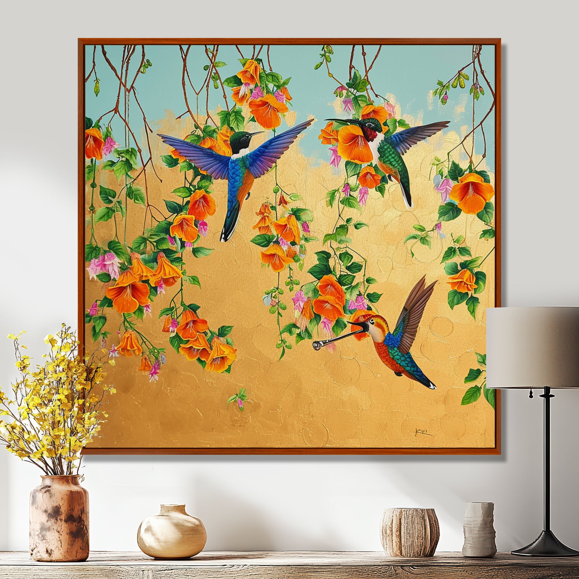 Kolibri Birds Drinking Flower Nectar - Bird Wall Art Prints