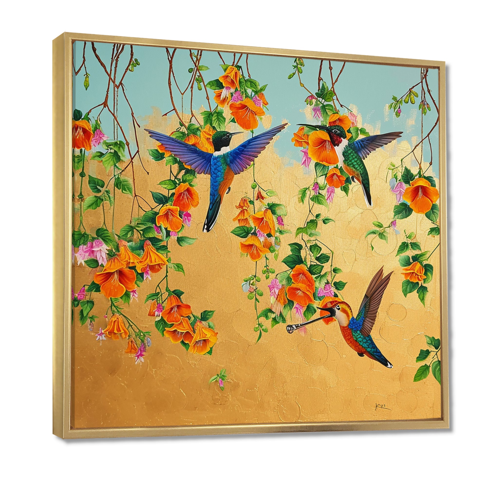 Kolibri Birds Drinking Flower Nectar - Bird Wall Art Prints