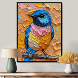 Blue Nightingale Bird On Branch - Multi-Color Bird Wall Art