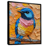 Blue Nightingale Bird On Branch - Multi-Color Bird Wall Art
