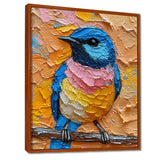 Blue Nightingale Bird On Branch - Multi-Color Bird Wall Art