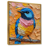 Blue Nightingale Bird On Branch - Multi-Color Bird Wall Art