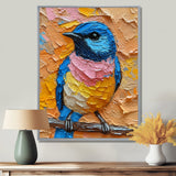 Blue Nightingale Bird On Branch - Multi-Color Bird Wall Art