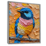 Blue Nightingale Bird On Branch - Multi-Color Bird Wall Art