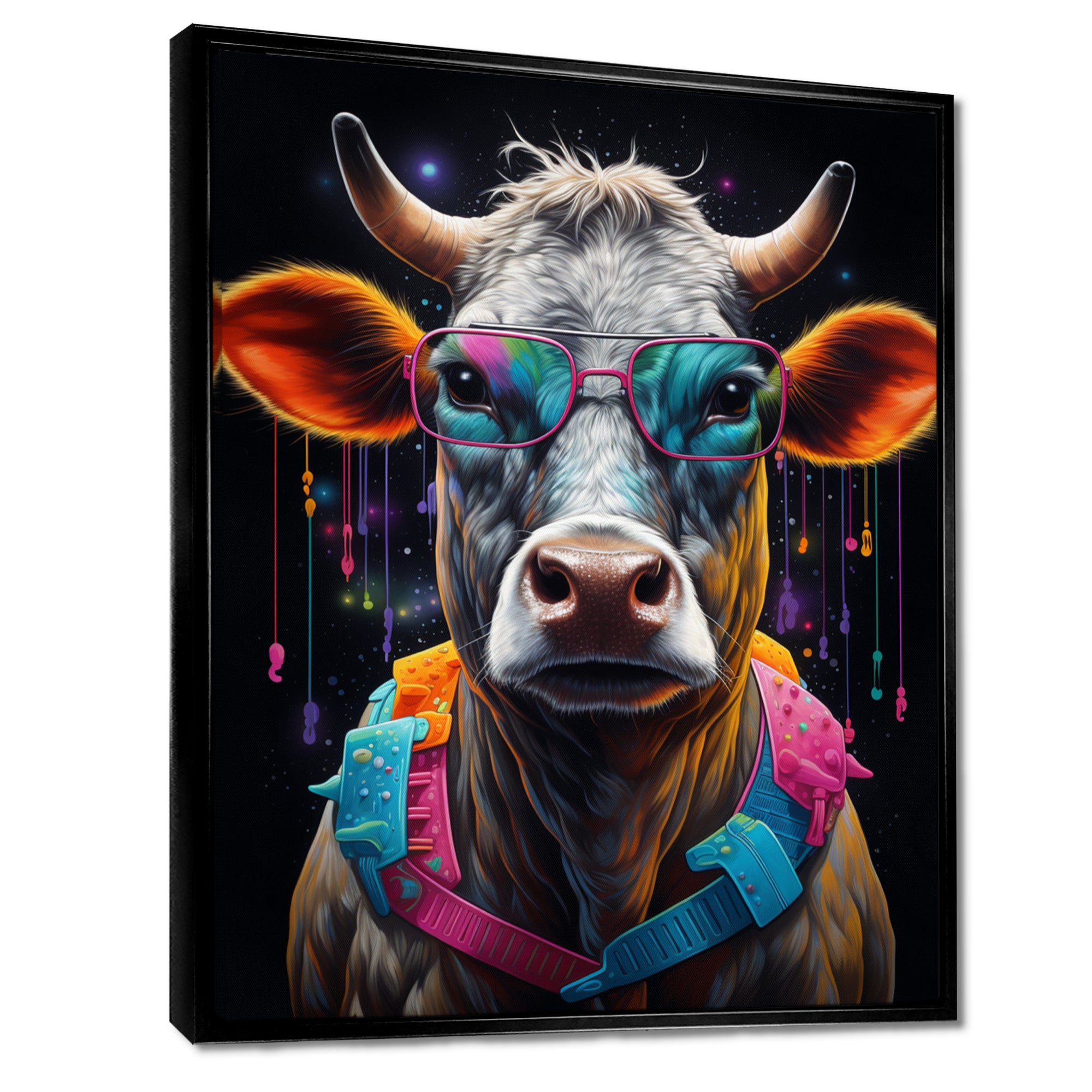 Cow With Cool Blue Sunglasses - Cow Fashion Wall Art Prints