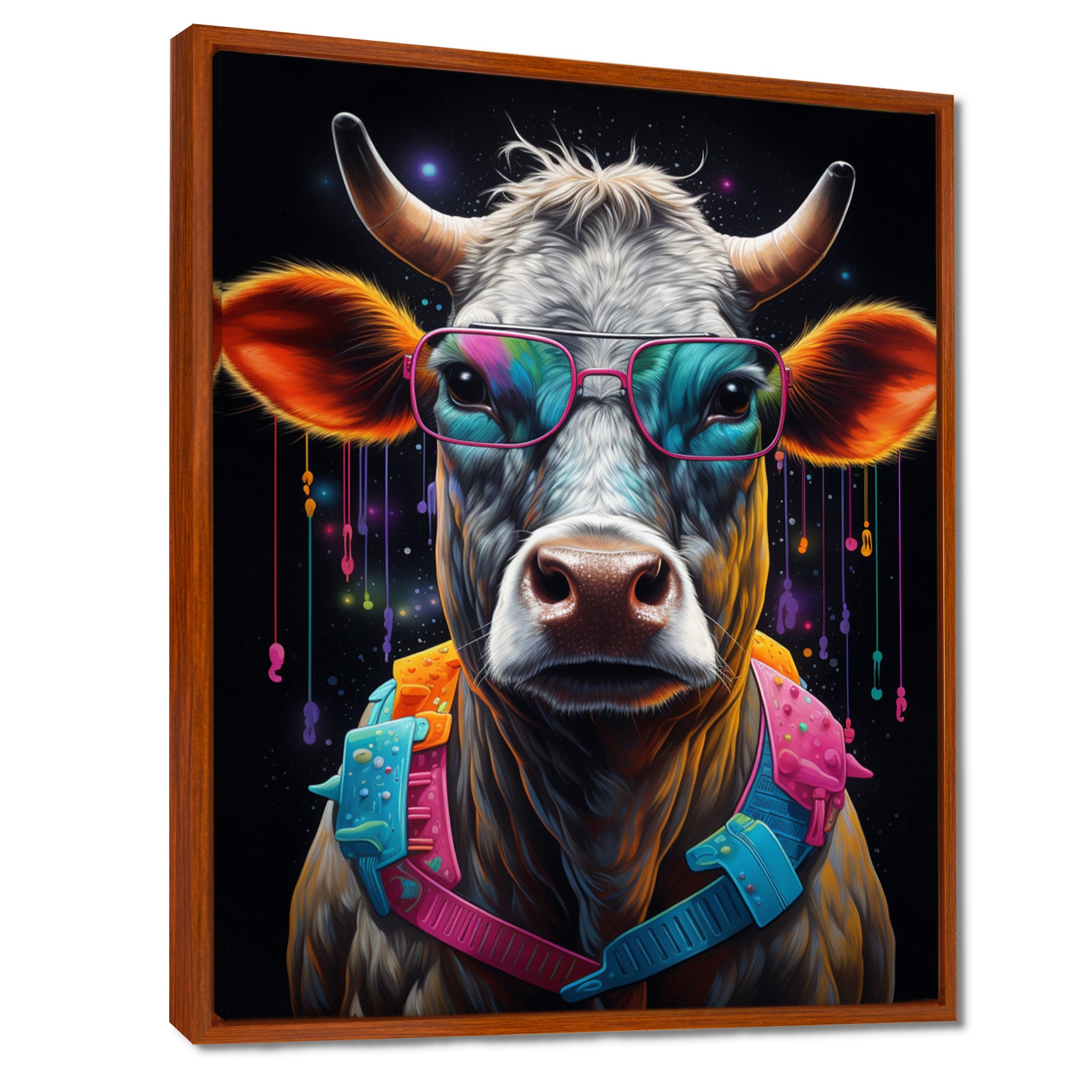Cow With Cool Blue Sunglasses - Cow Fashion Wall Art Prints
