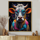 Cow With Cool Blue Sunglasses - Cow Fashion Wall Art Prints