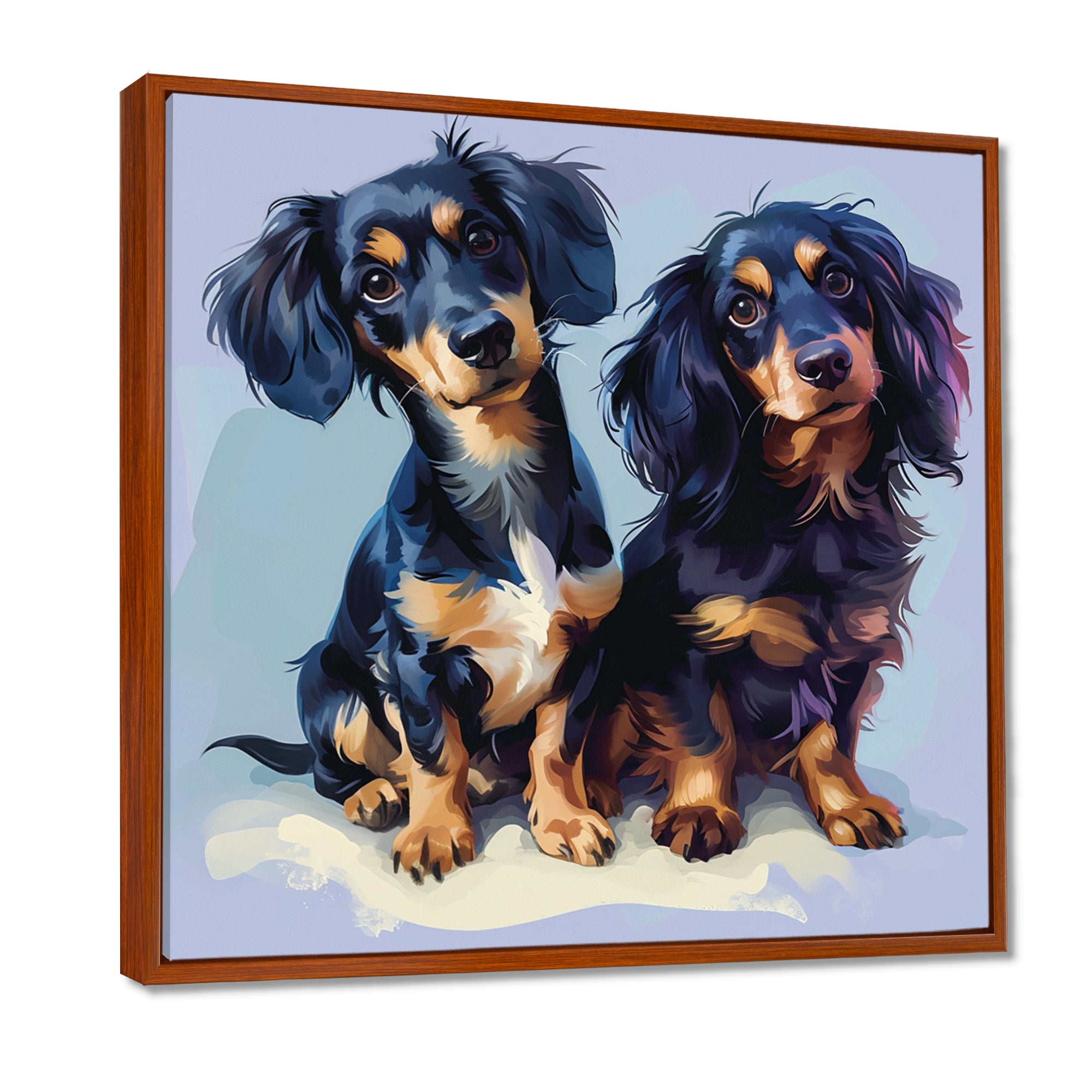 Portrait Of Two Adorable Dachshunds - Dog Dachshund Living Room Wall Art