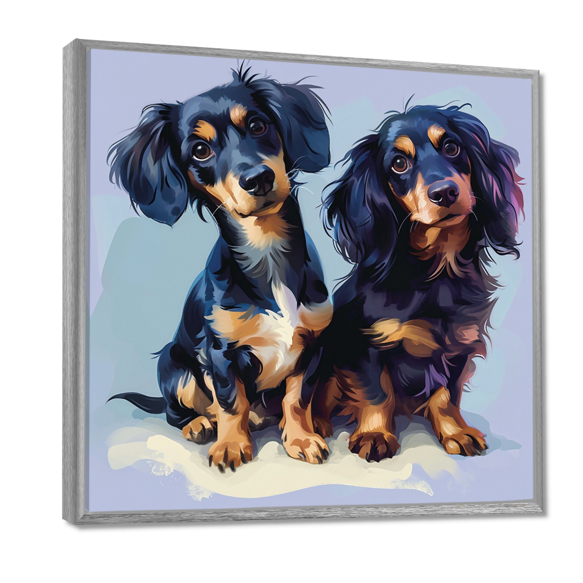 Portrait Of Two Adorable Dachshunds - Dog Dachshund Living Room Wall Art