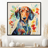 Colorful Portrait Of Endearing Dachshund - Dog Dachshund Bedroom Wall Art