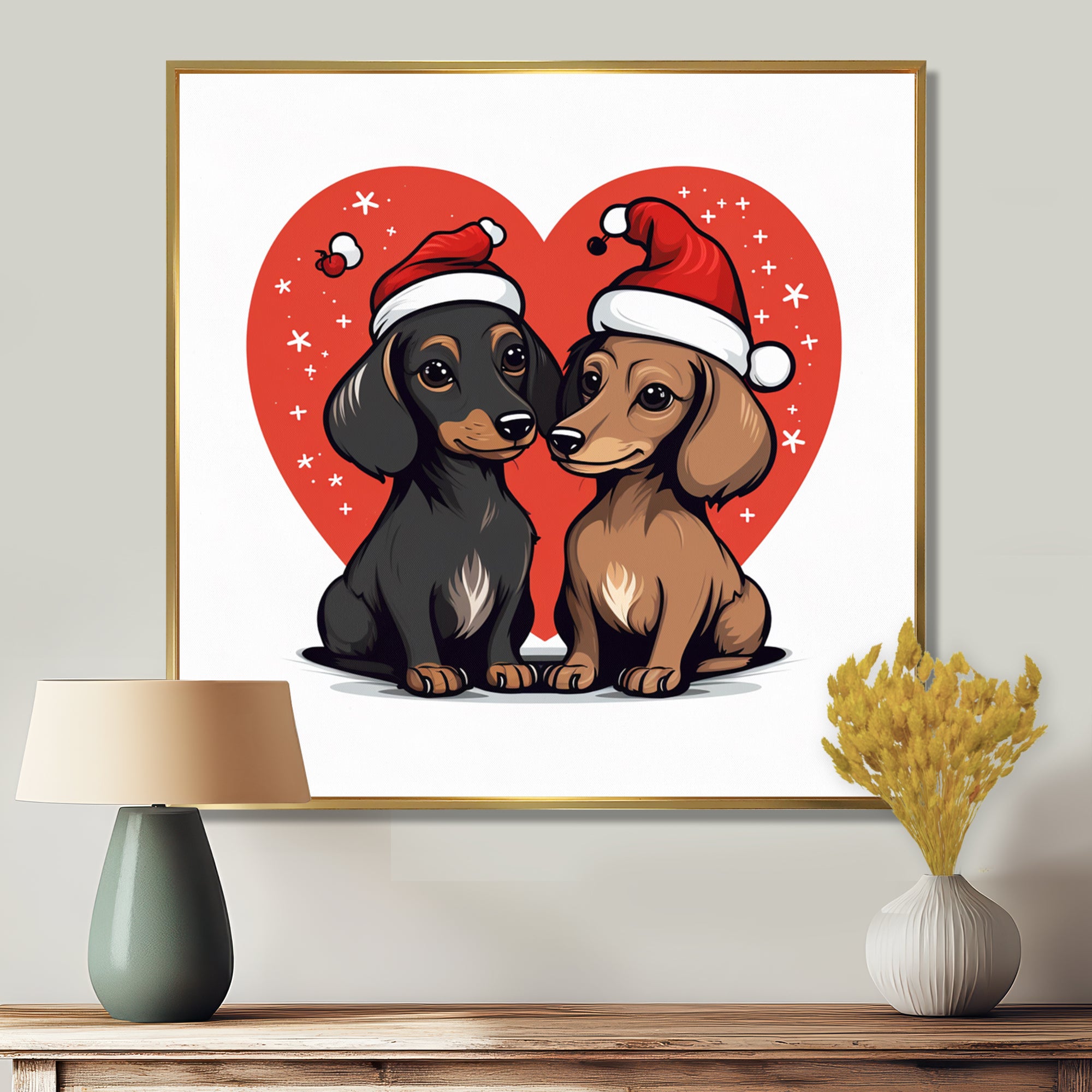 Cute Dachshund Love - Dog Dachshund Canvas Wall Art