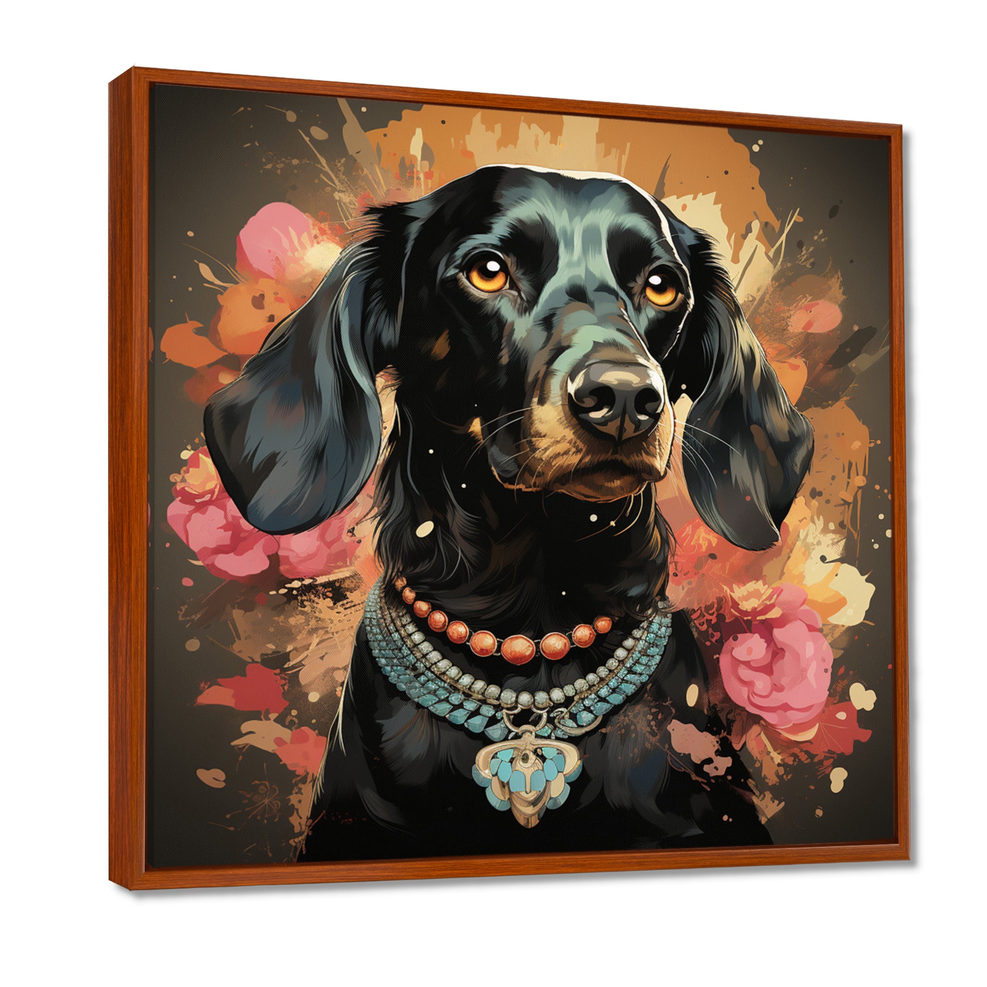 Glamorous Dachshund Portrait - Dog Dachshund Canvas Wall Art