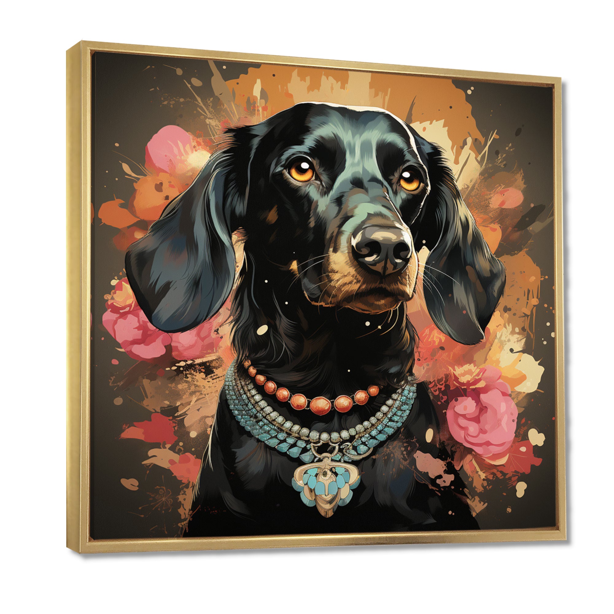 Glamorous Dachshund Portrait - Dog Dachshund Canvas Wall Art