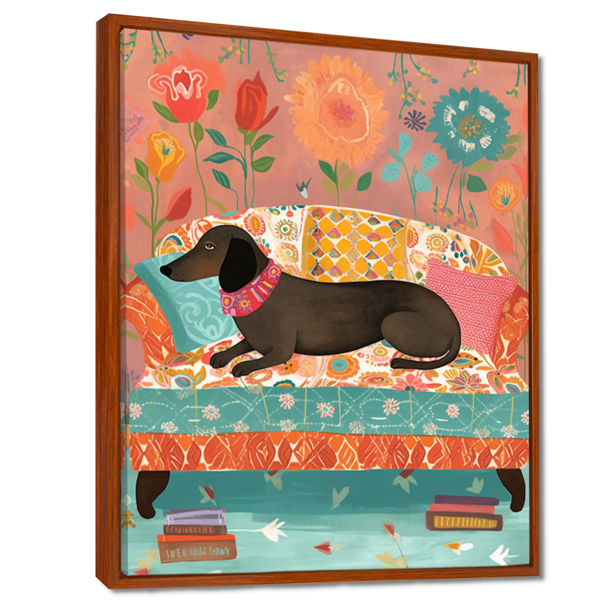 Dachshund Resting On The Couch Boho Interior - Dog Dachshund Wall Decor