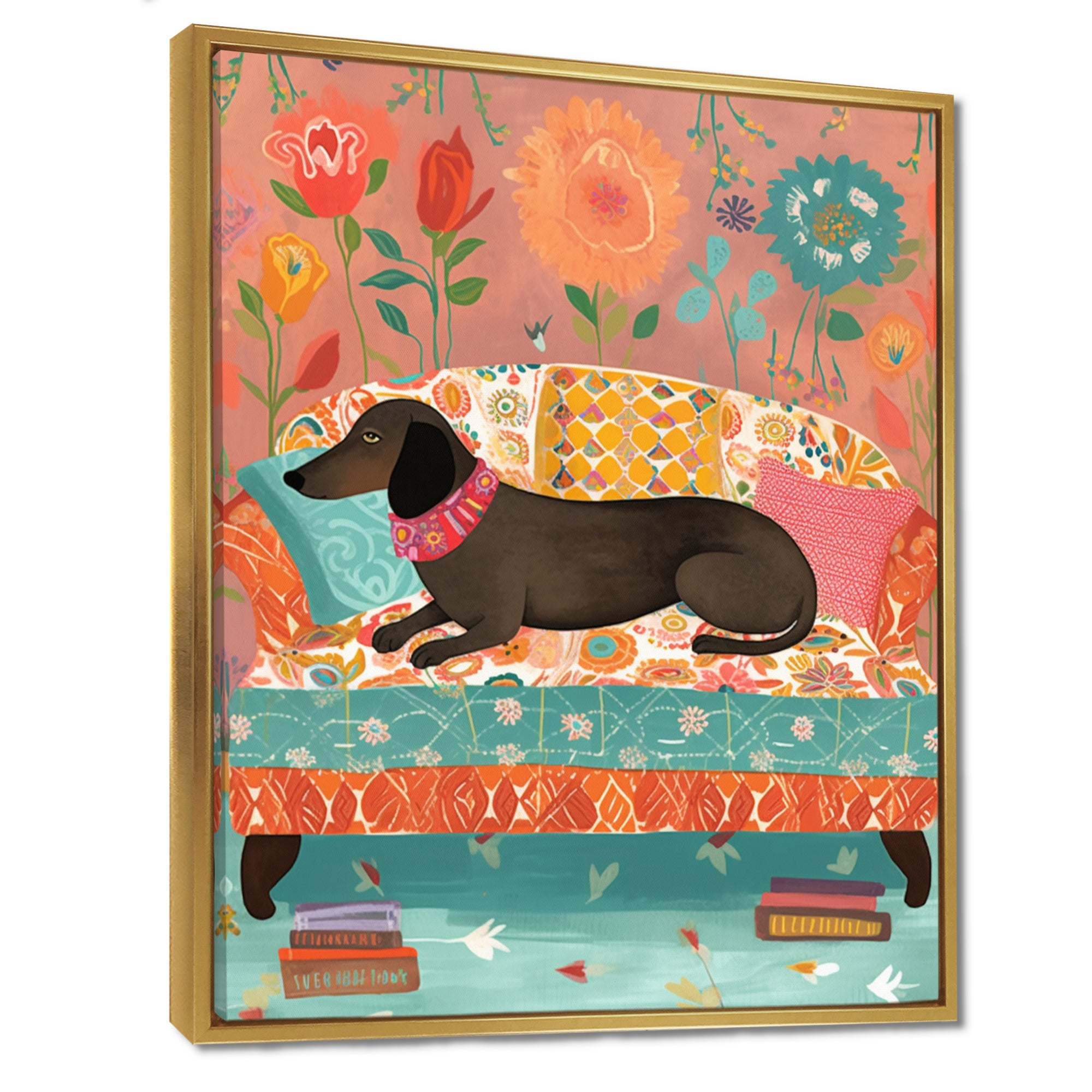 Dachshund Resting On The Couch Boho Interior - Dog Dachshund Wall Decor