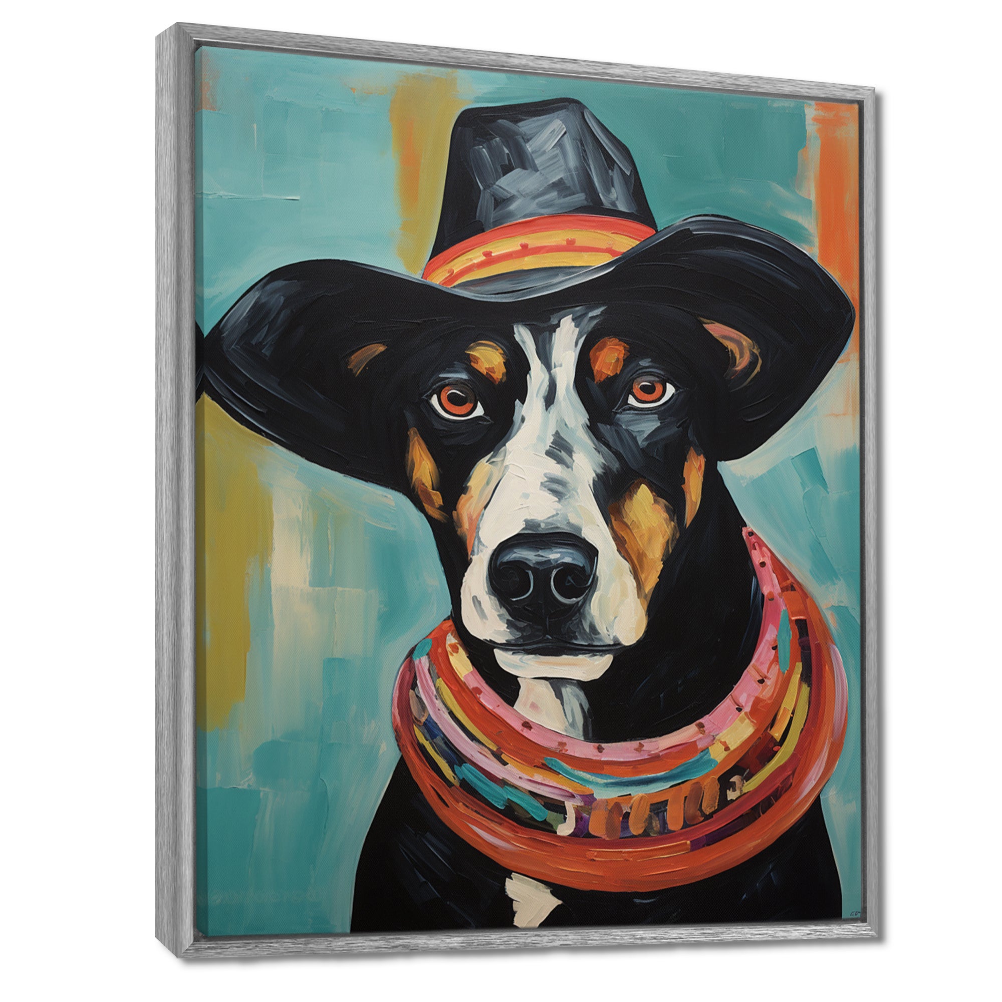 Painting Of Doberman With Black Hat - Dog Doberman Wall Art Prints
