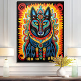 Radiant Boho Portrait Of Ethnic Black Dog - Multi-Color Dog Wall Art