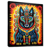 Radiant Boho Portrait Of Ethnic Black Dog - Multi-Color Dog Wall Art