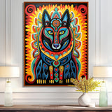 Radiant Boho Portrait Of Ethnic Black Dog - Multi-Color Dog Wall Art