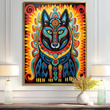 Radiant Boho Portrait Of Ethnic Black Dog - Multi-Color Dog Wall Art