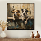 Two Dogs In The Bathtub Vintage - Brown Dog Bathroom Wall Art