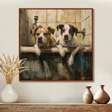 Two Dogs In The Bathtub Vintage - Brown Dog Bathroom Wall Art
