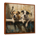 Two Dogs In The Bathtub Vintage - Brown Dog Bathroom Wall Art