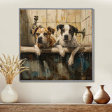 Two Dogs In The Bathtub Vintage - Brown Dog Bathroom Wall Art