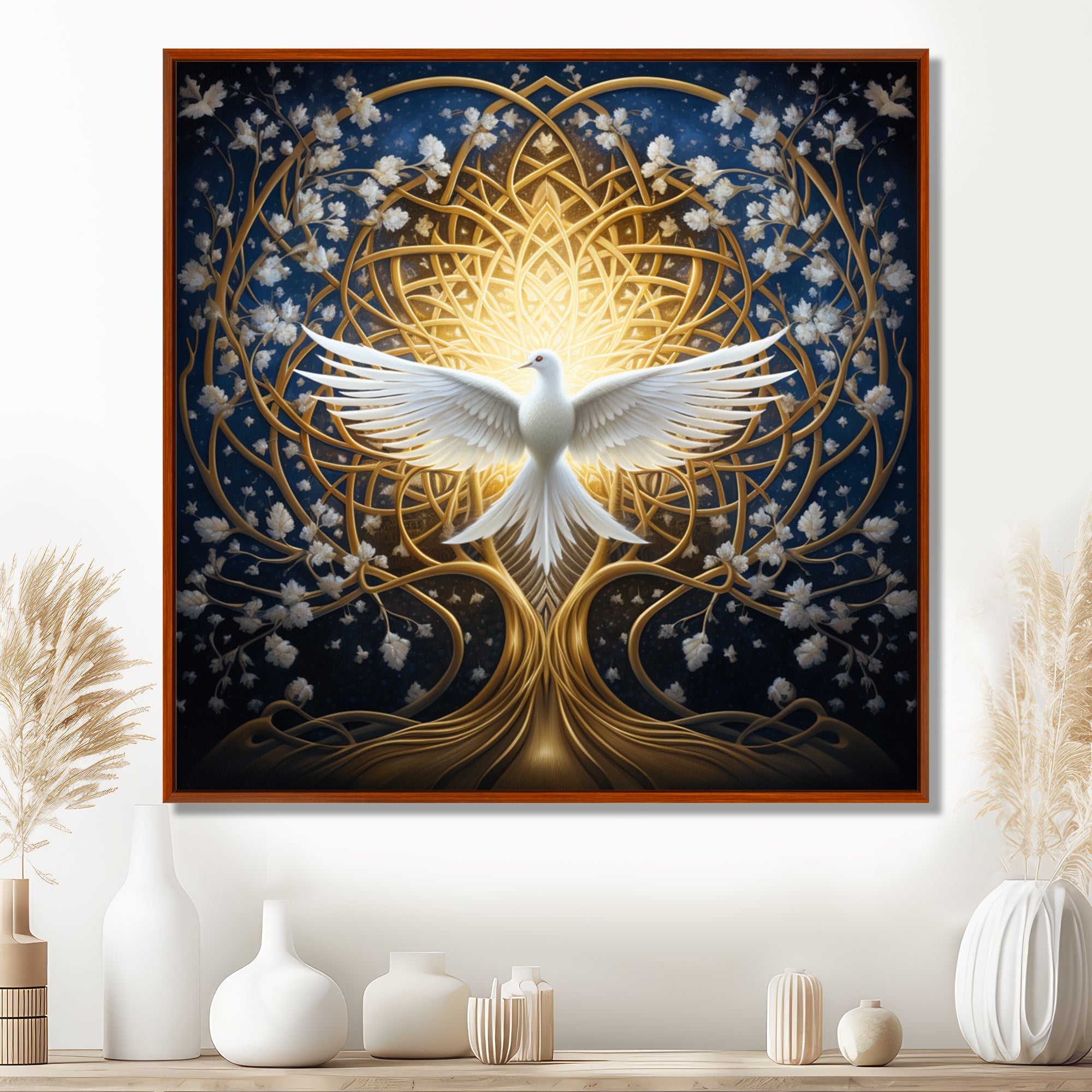 Celestial Dove Bringing Peace - Dove Large Canvas Wall Art