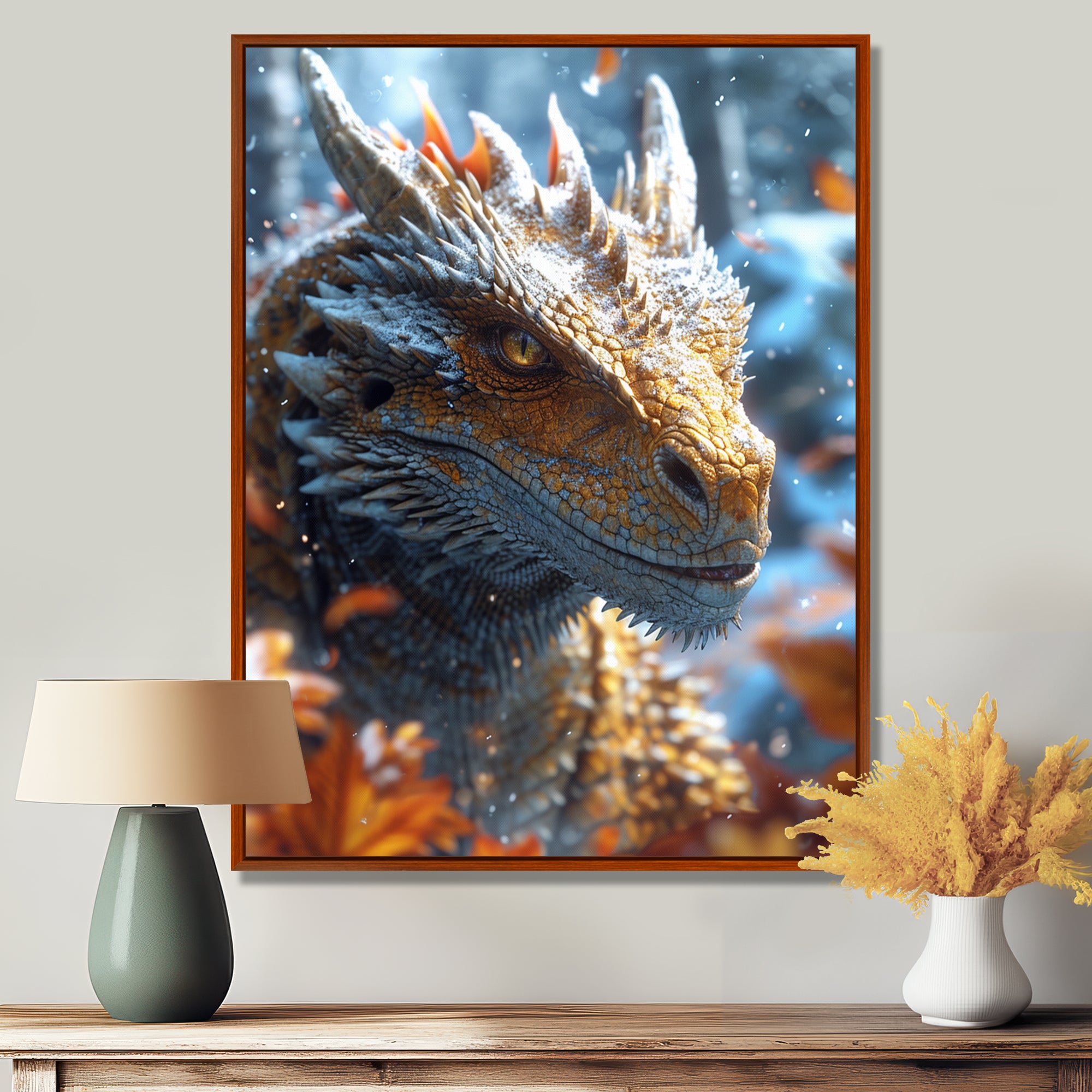 Majestic Dragon Fantasy Portrait - Dragons Home Decor Art