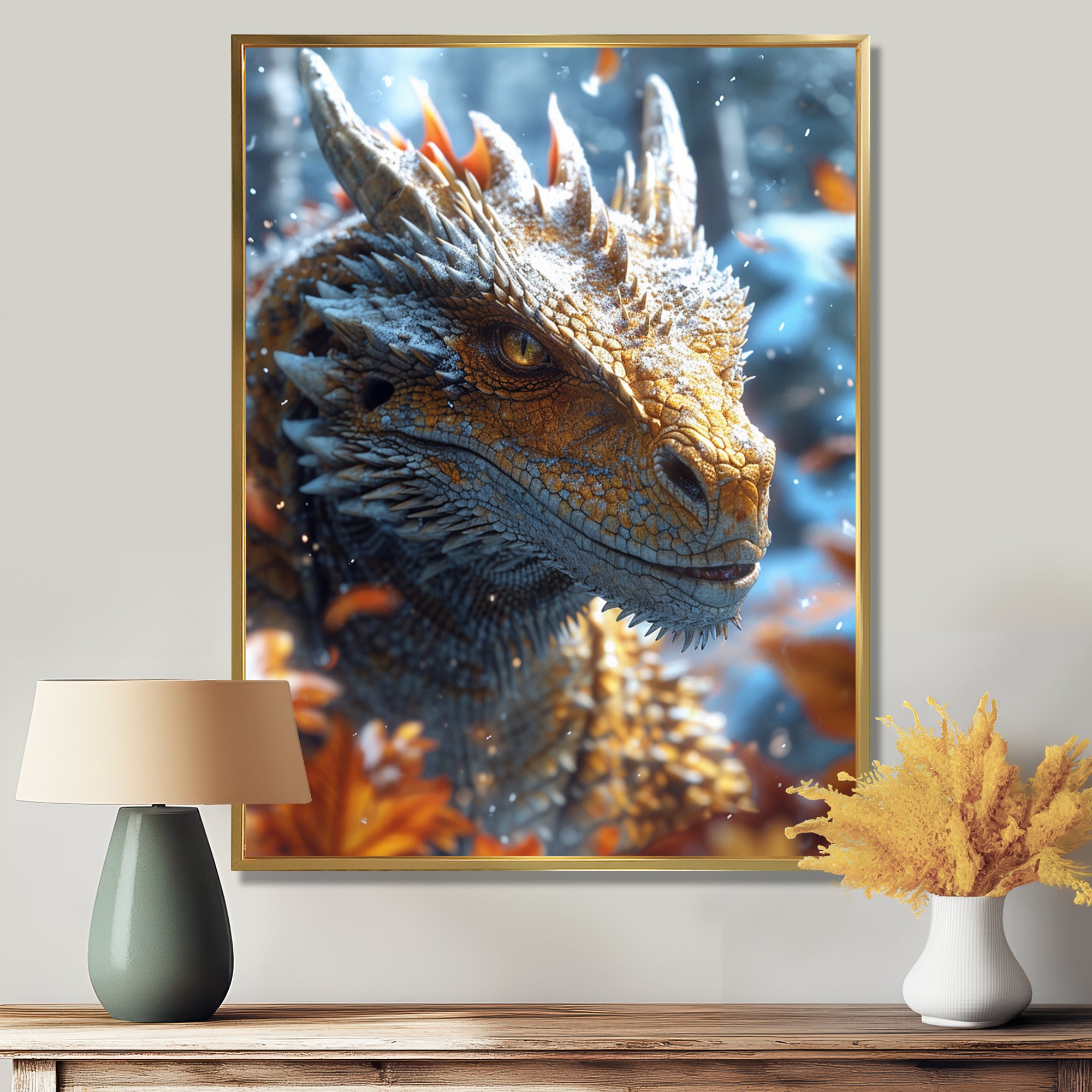Majestic Dragon Fantasy Portrait - Dragons Home Decor Art