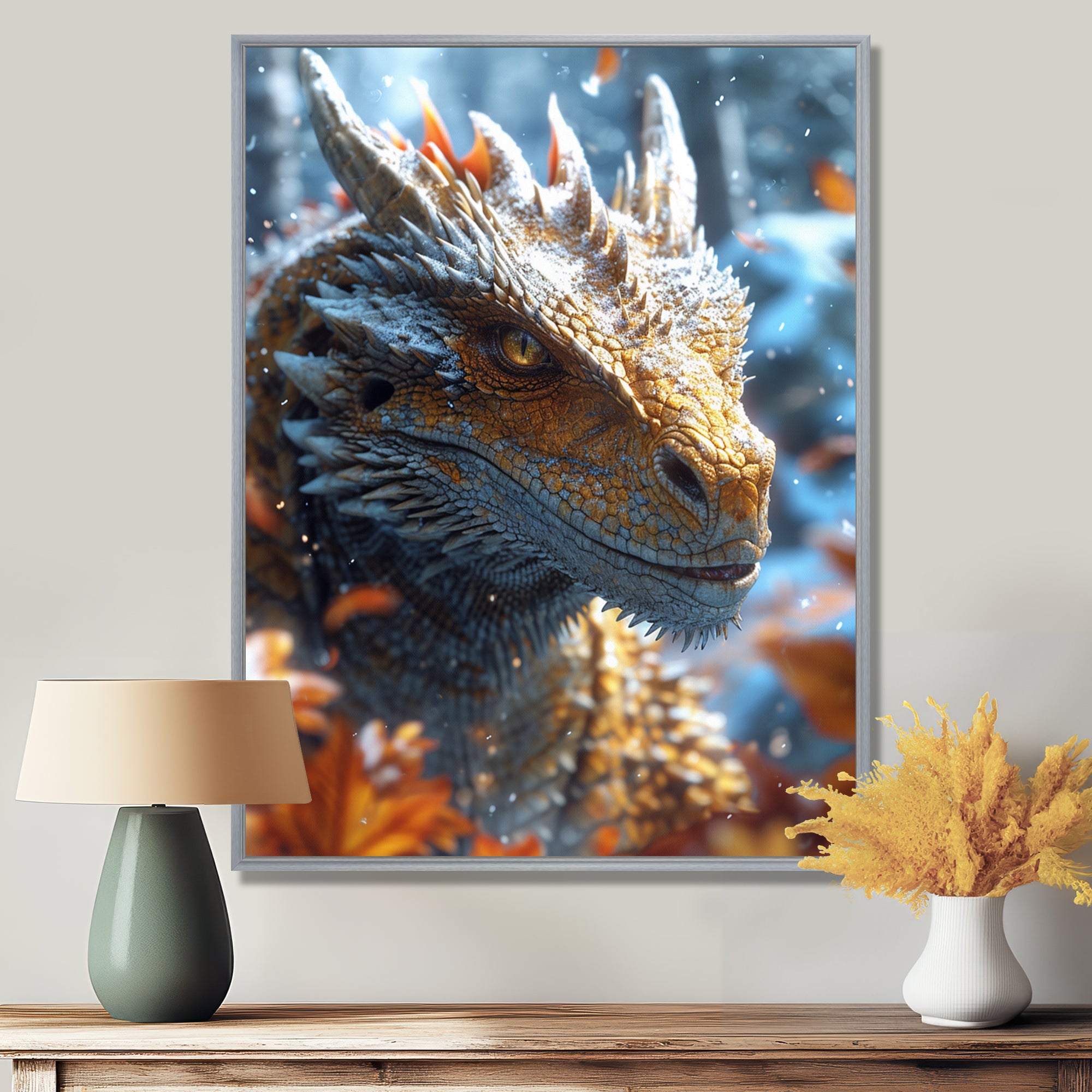 Majestic Dragon Fantasy Portrait - Dragons Home Decor Art