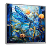 Blue Dragonfly Yellow Flowers - Dragonfly Bedroom Wall Art