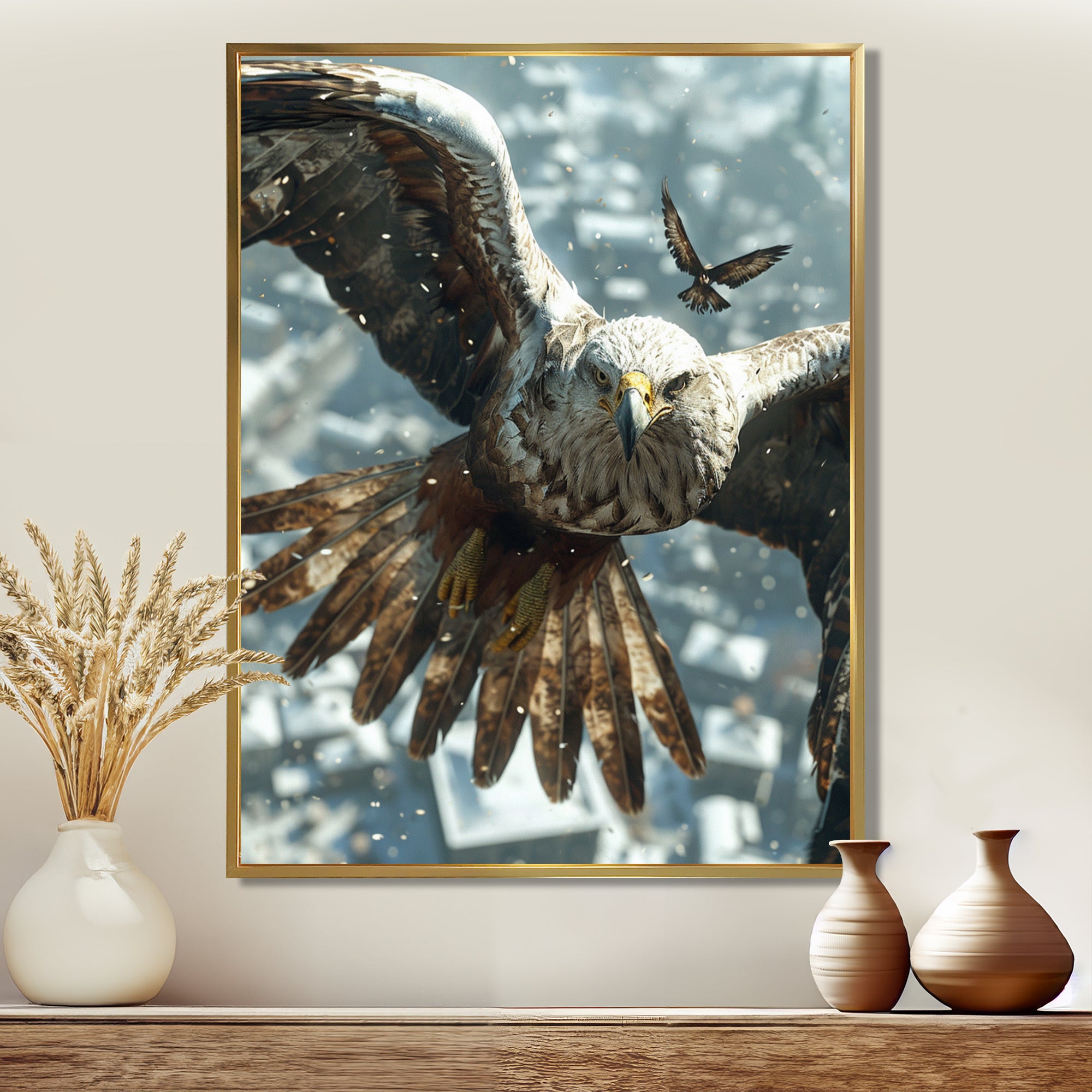 Majestic Eagle Roaming The Winter Sky - Eagle Wall Decor