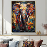 Colorful Elephant With Blooming Flowers - Elephant Fashion Wall Art Prints