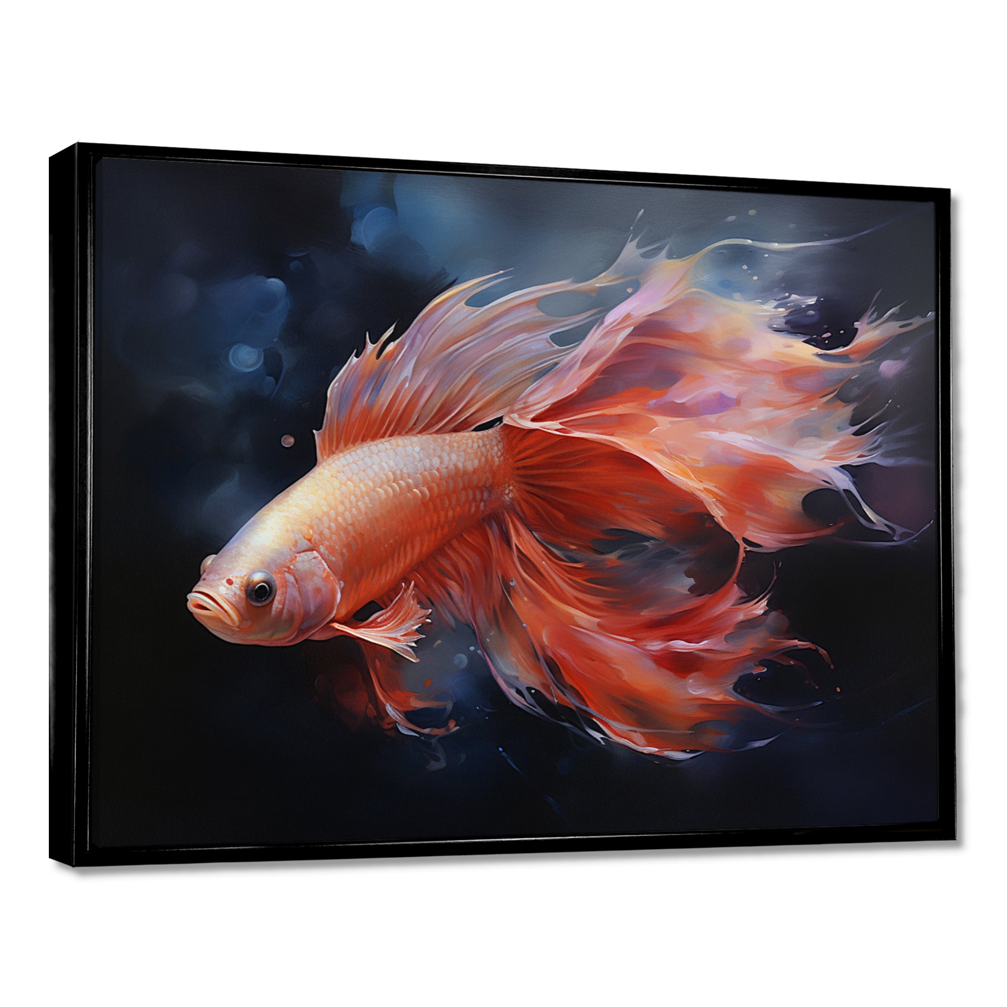 Vibrant Red Betta Fish Majestic Tail - Orange Fish Wall Art
