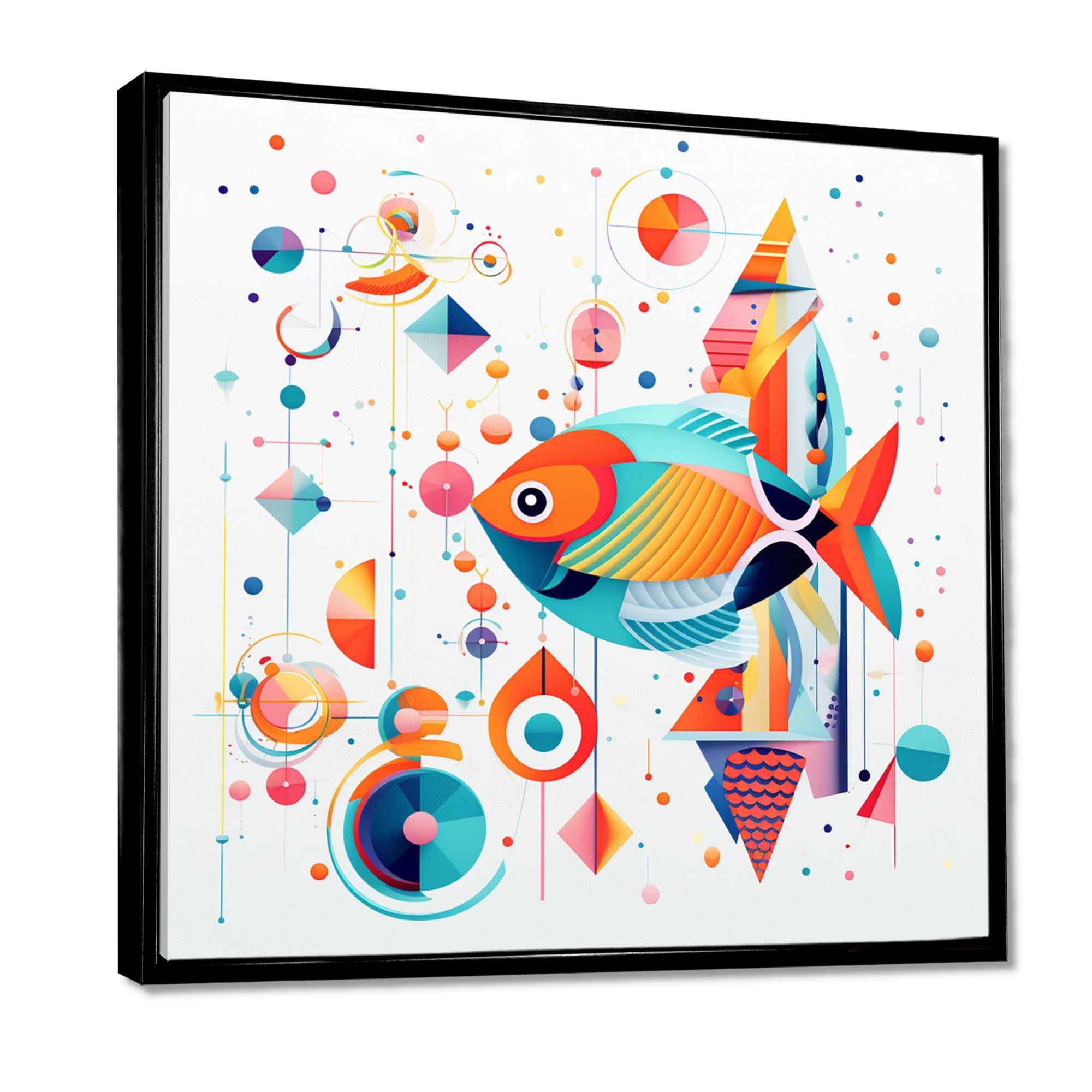 Colorful Goldfish Swimming In The Wild - Fish Framed Canvas Art